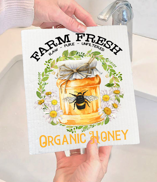 Farm Fresh Honey Bees Swedish Dishcloth (Set of 2)