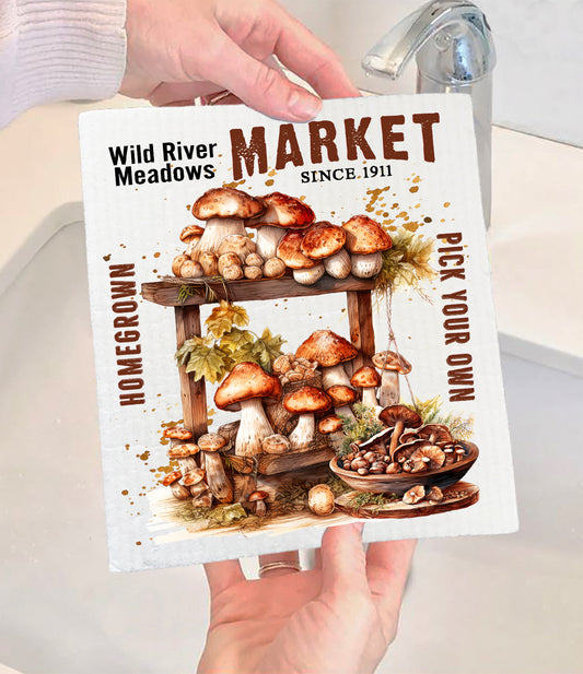 Wild River Mushroom Market Swedish Dishcloth (Set of 2)