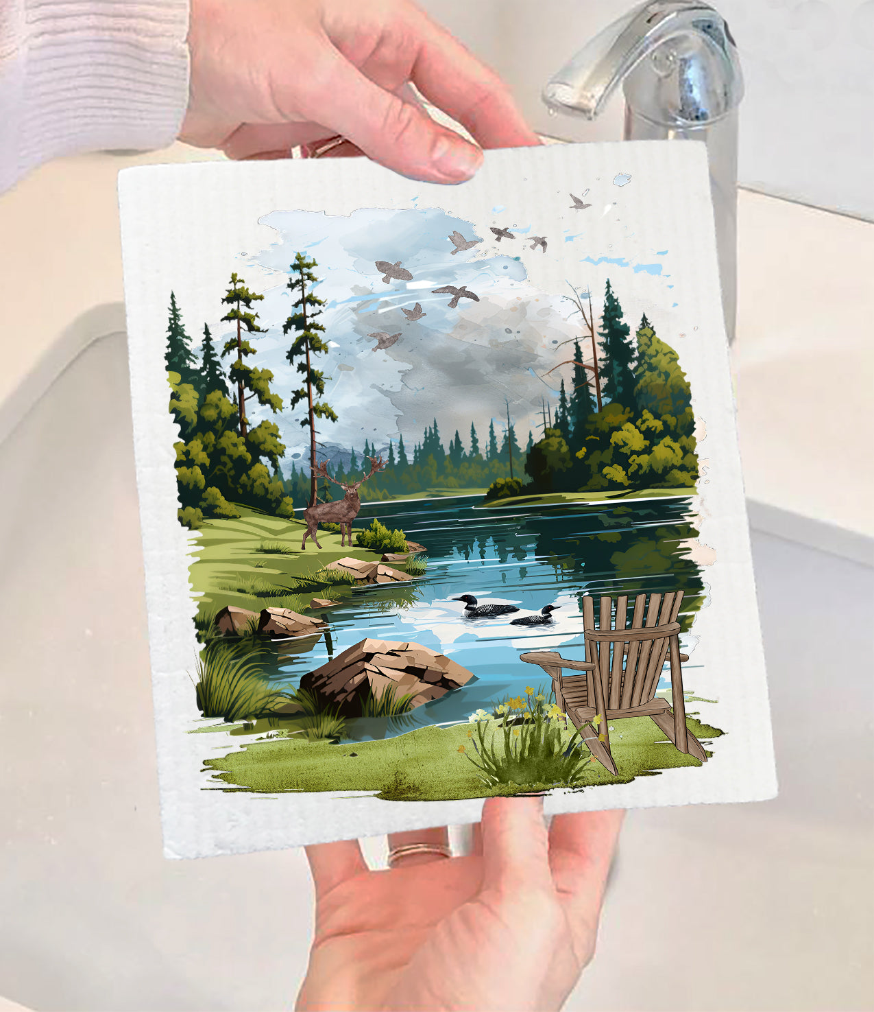Adirondack Chair Lake Forest Swedish Dishcloth (Set of 2)