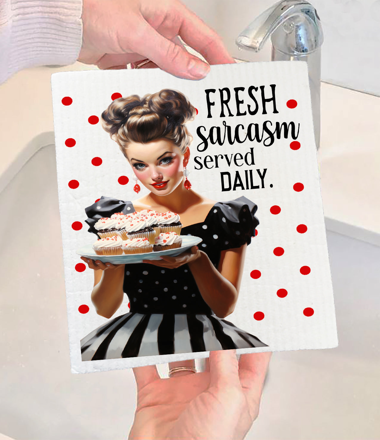 Fresh Sarcasm Served Daily Funny Swedish Dishcloth (Set of 2)