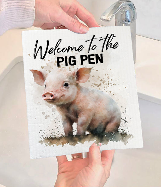 Welcome to the Pig Pen Piglet Swedish Dishcloth (Set of 2)