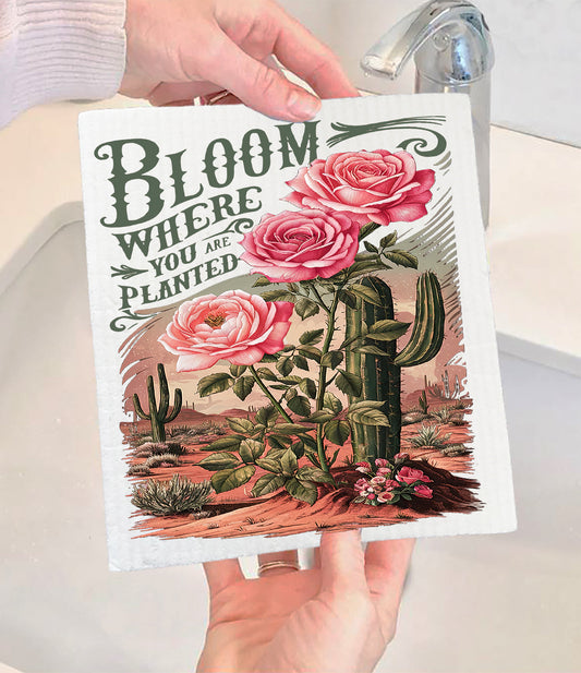 Bloom Where Planted Western Spiritual Swedish Dishcloth (Set of 2)