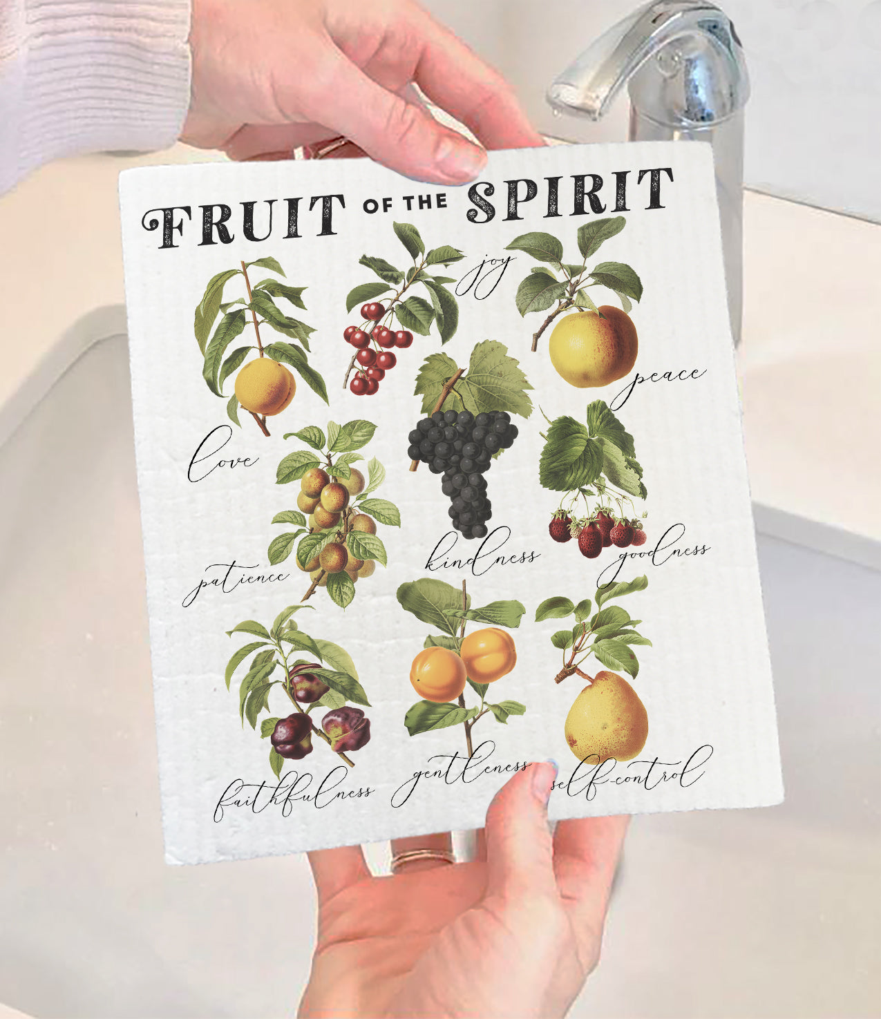 Fruit of the Spirit Spiritual Swedish Dishcloth (Set of 2)