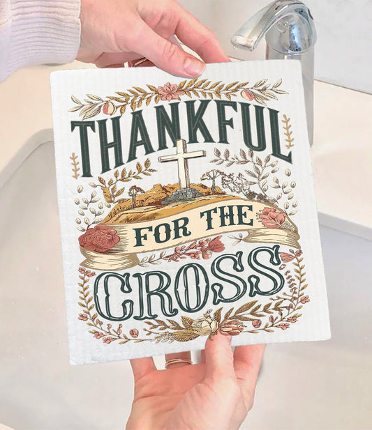 Thankful for the Cross Spiritual Swedish Dishcloth (Set of 2)