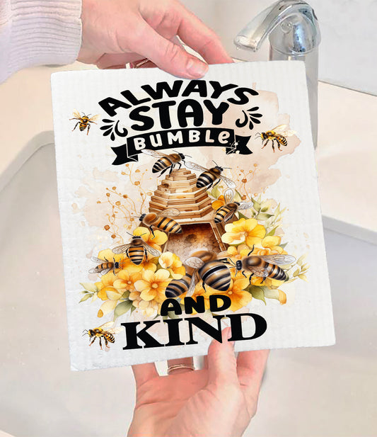 Always Stay Humble Bumble Bee Spiritual Swedish Dishcloth (Set of 2)