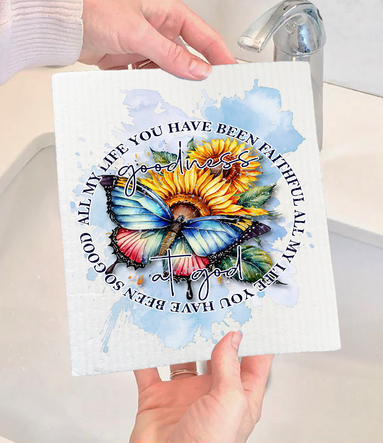 Goodness of God Butterfly Spiritual Swedish Dishcloth (Set of 2)