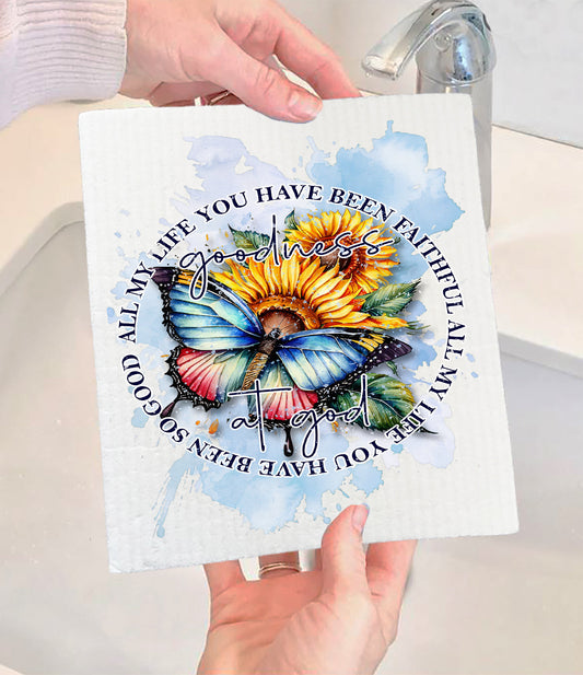 Goodness of God Butterfly Spiritual Swedish Dishcloth (Set of 2)