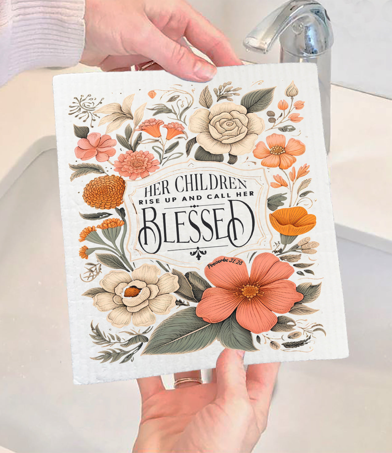 Mothers Day Children Call Her Blessed Swedish Dishcloth (Set of 2)