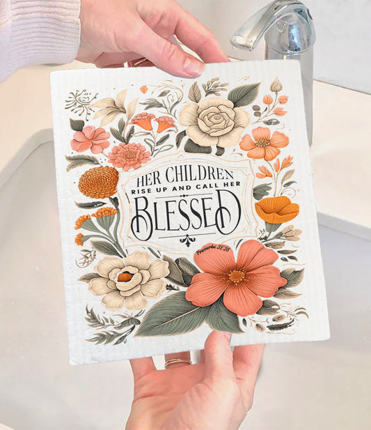 Mothers Day Children Call Her Blessed Swedish Dishcloth (Set of 2)
