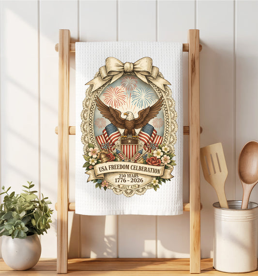 Patriotic Eagle 250 Anniversary America Waffle Weave Towel