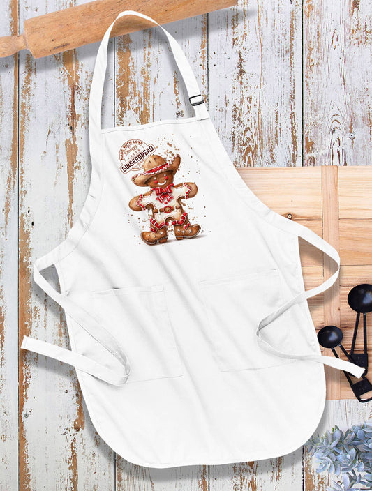 Cowboy Gingrbread Man Christmas Apron