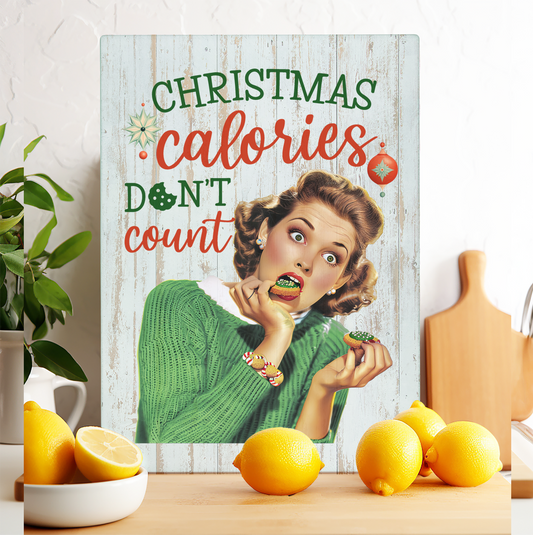 Glass Cutting Board Christmas Funny Calories Don't Count