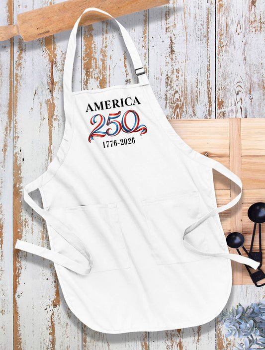 Patriotic Flowers 250 Anniversary America Apron