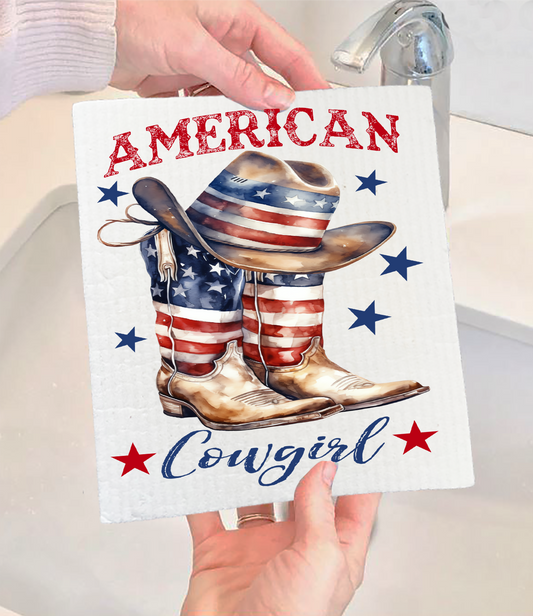 Western American Cowgirl Boots Swedish Dishcloth (Set of 2)