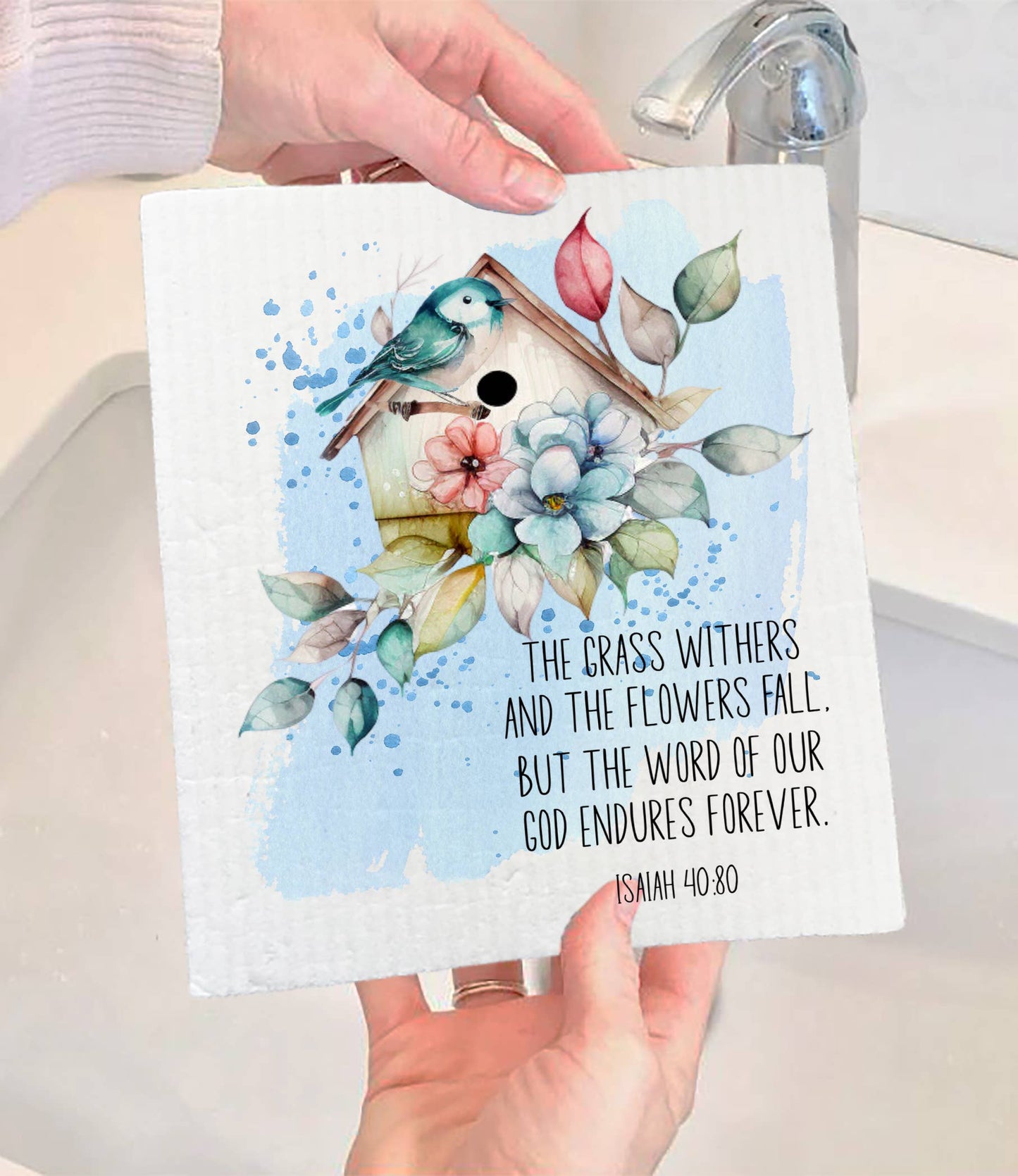 Set of 2 - Spiritual The word of God Endures SWEDISH DISH CLOTH