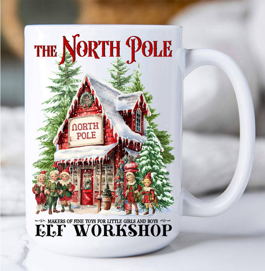 Christmas Vintage North Pole Elfs Coffee Mug