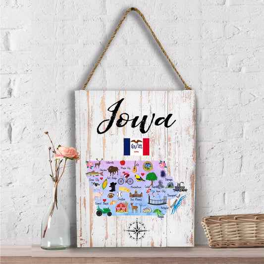 Iowa State Map Souvenir Wall Decor