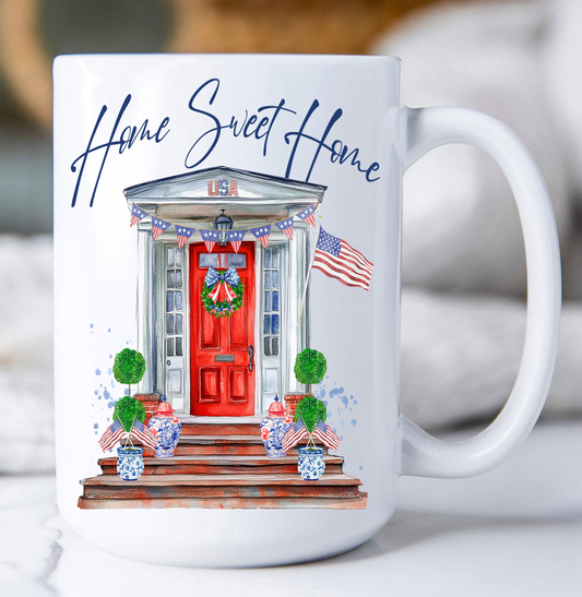 Patriotic Red Door Home Sweet Home  Coffee Mug
