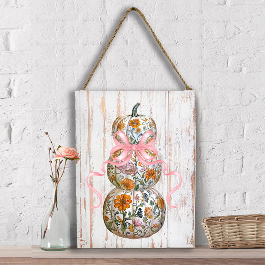 Fall Chinoiserie Floral Pumpkins Wall Decor