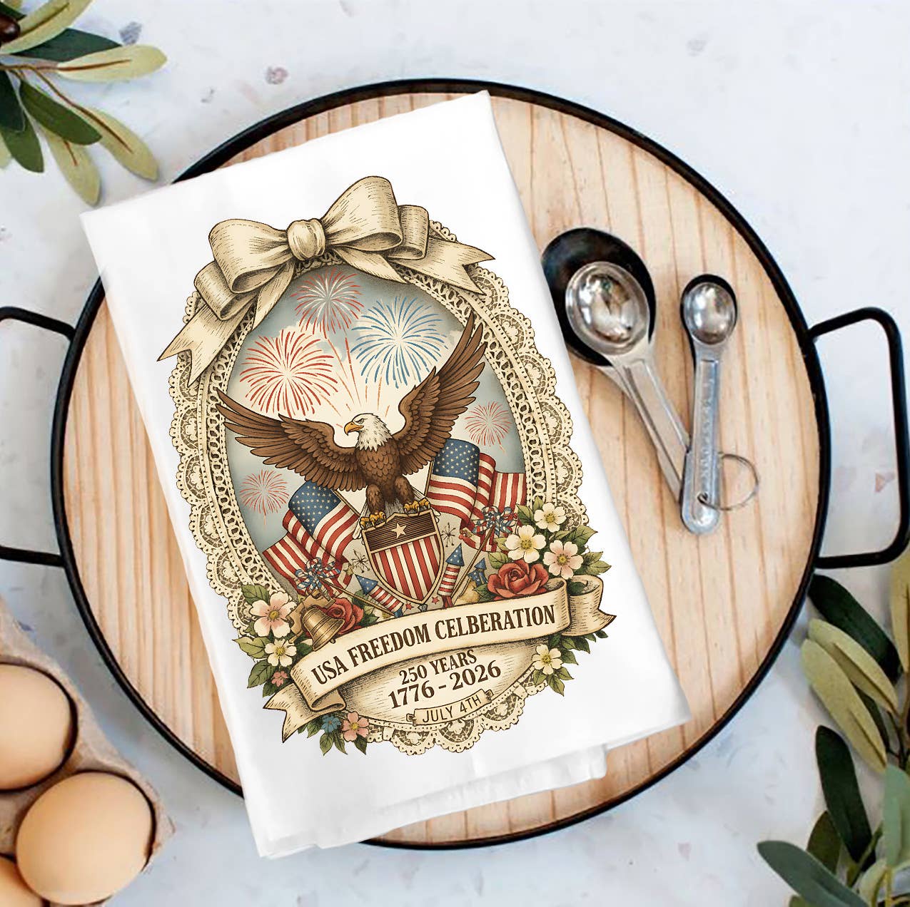 Patriotic Eagle 250 Anniversary America Tea Towel
