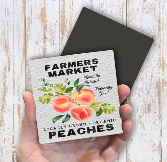 Farmers Market Organic Peaches  Magnet Fridge - Sets of 2