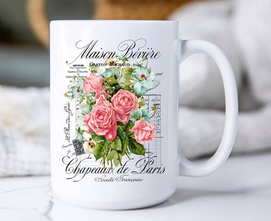 Vintage French Garden Roses Paris Coffee Mug