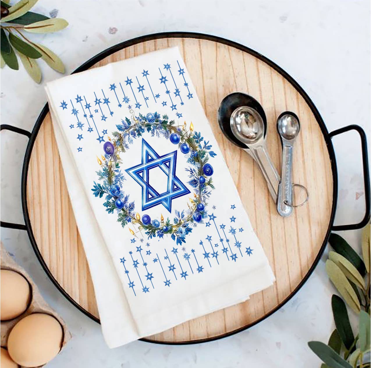 Hanukkah Star of David Tea Towel