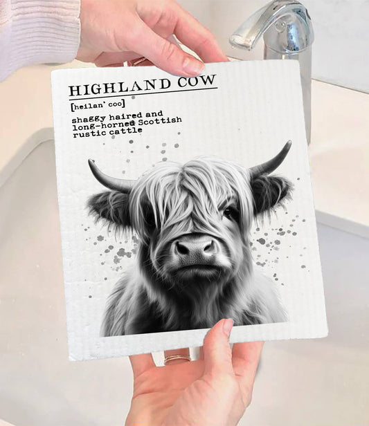 Set of 2 - Highland Cow Definition Farm SWEDISH DISH CLOTH