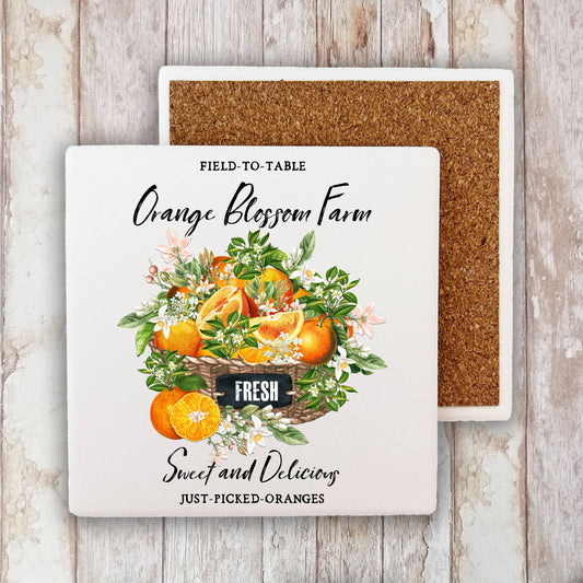 Country Orange Blossom Farm Stone Coaster