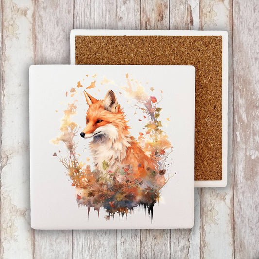 Red Fox Animal Hunting Stone Coaster