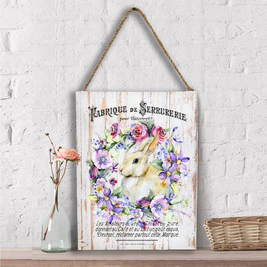 Easter French Bunny Flowers  Wall Decor