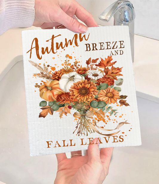 Autumn Breeze Fall Leaves Swedish Dishcloth (Set of 2)