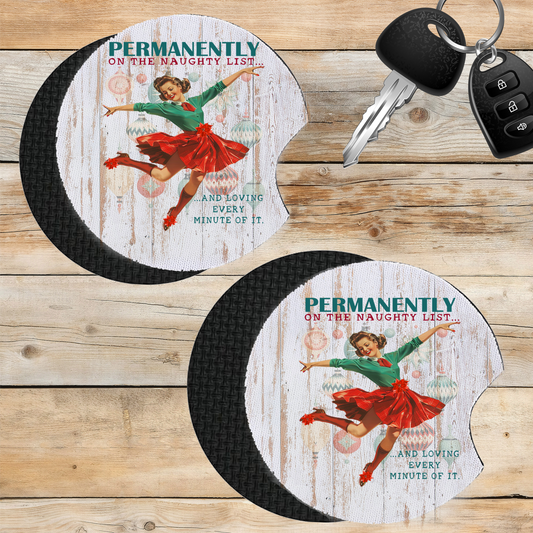 Car Coaster Christmas Funny Naughty List