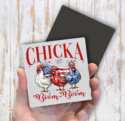 Patriotic Chicka Boom Boom Magnet Fridge (Set of 2)