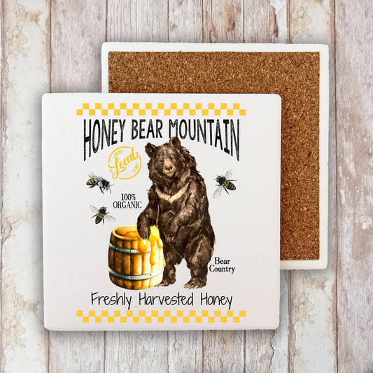 Honey Black Bear Mountain  Stone Coaster