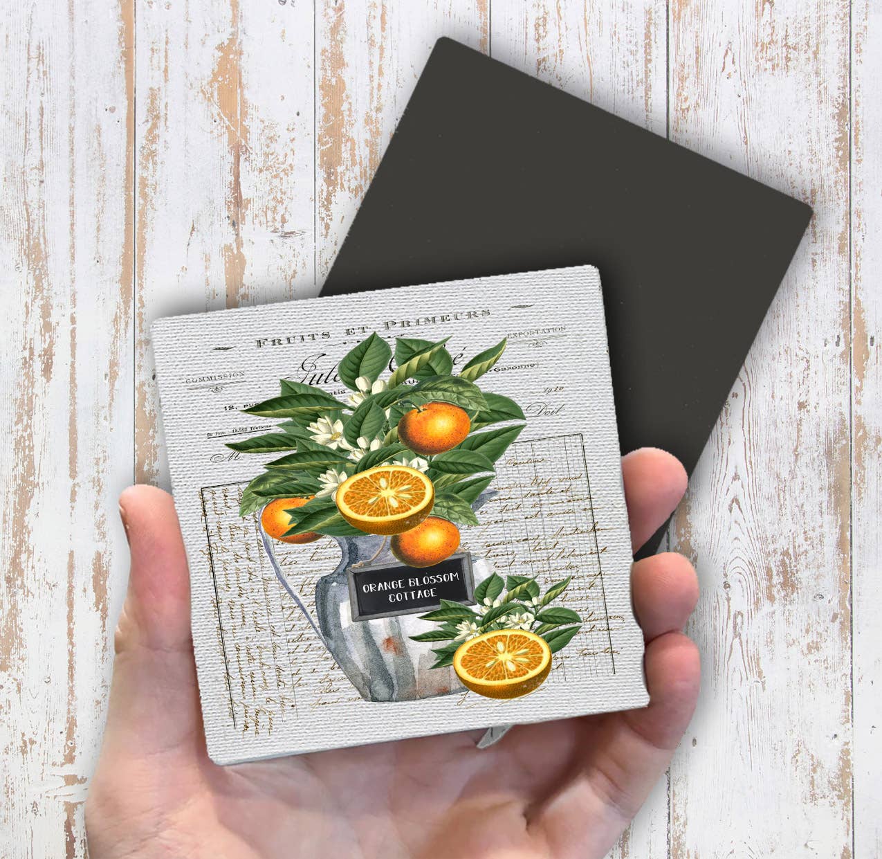 Vintage Orange Blossoms Cottage Magnet Fridge - Sets of 2