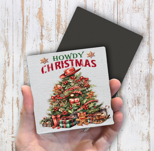 Western Howdy Christmas Tree Magnet Fridge (Set of 2)