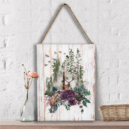 Deer Forest Mountains Wildlife Wall Decor