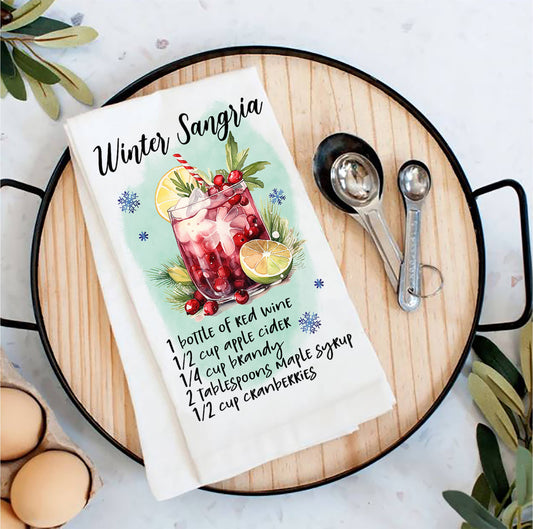 Christmas Cocktail Winter Sangria Recipe Tea Towel