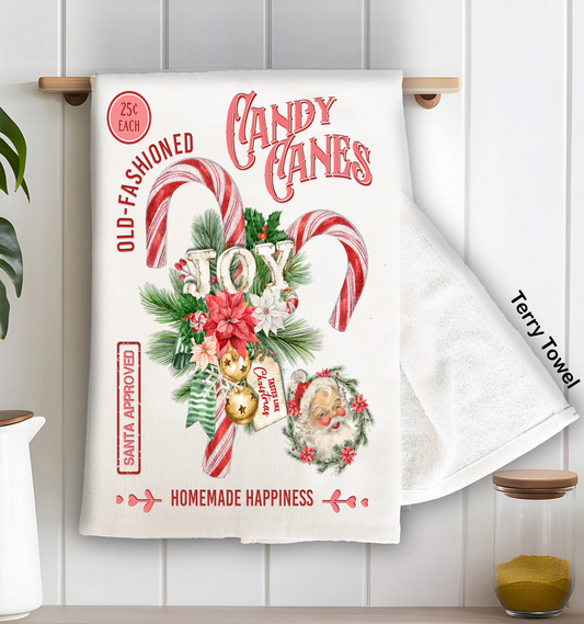 Christmas Old Fashion Candy Cane Kitchen Terry Towel