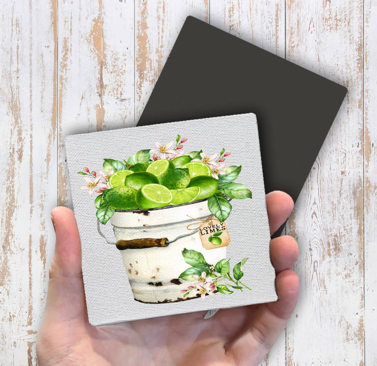 Farmhouse Bucket of Limes  Magnet Fridge - Sets of 2