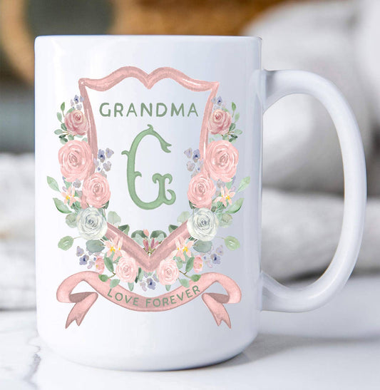 Mother's Day Grandma Floral Crest Coffee Mug