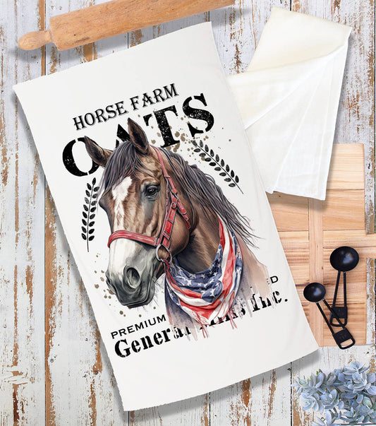 Horse Farm Oats Farmhouse Terry Cloth Towel
