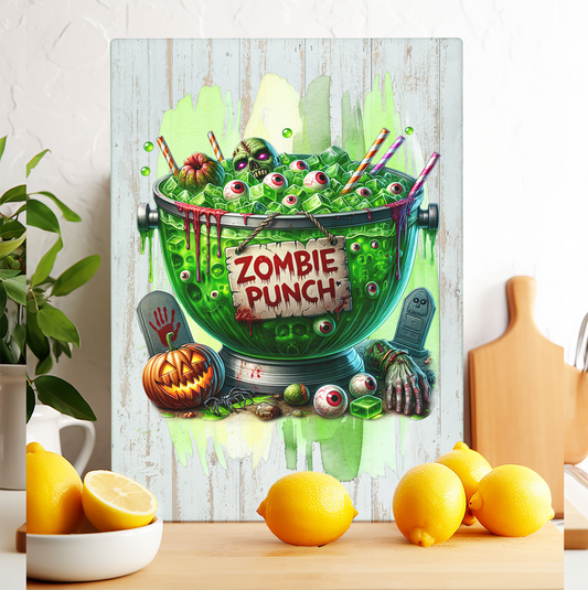 Glass Cutting Board Halloween Zombie Punch