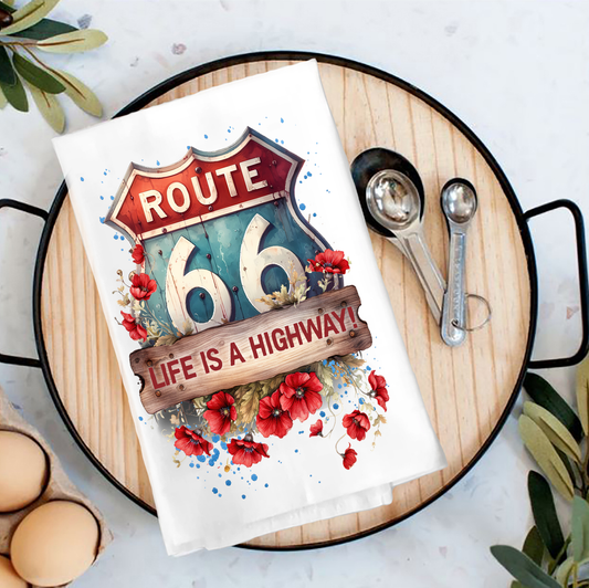 Route 66 Life is a Highway  Tea Towel