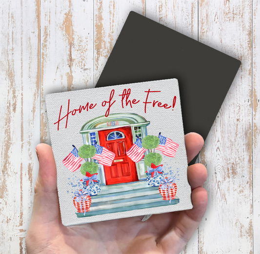 Patriotic Red Door Home of the Free Magnet Fridge (Set of 2)