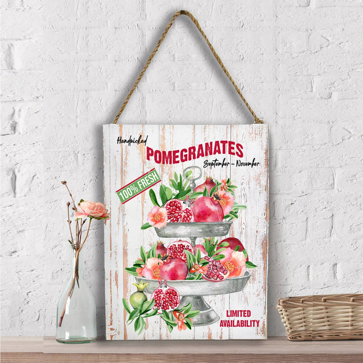 Farm Fresh Pomegrantes 2 Tier Tray  Wall Decor