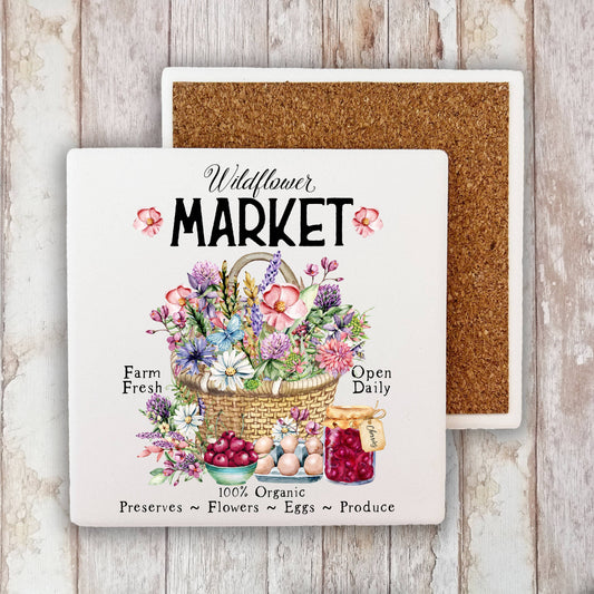 Wildflower Country Market Farm Fresh Stone Coaster