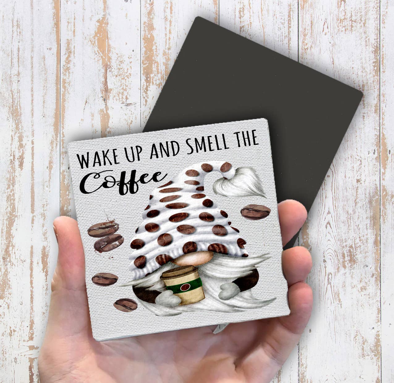 Gnome Wake Up and Smell The Coffee Magnet Fridge - Sets of 2