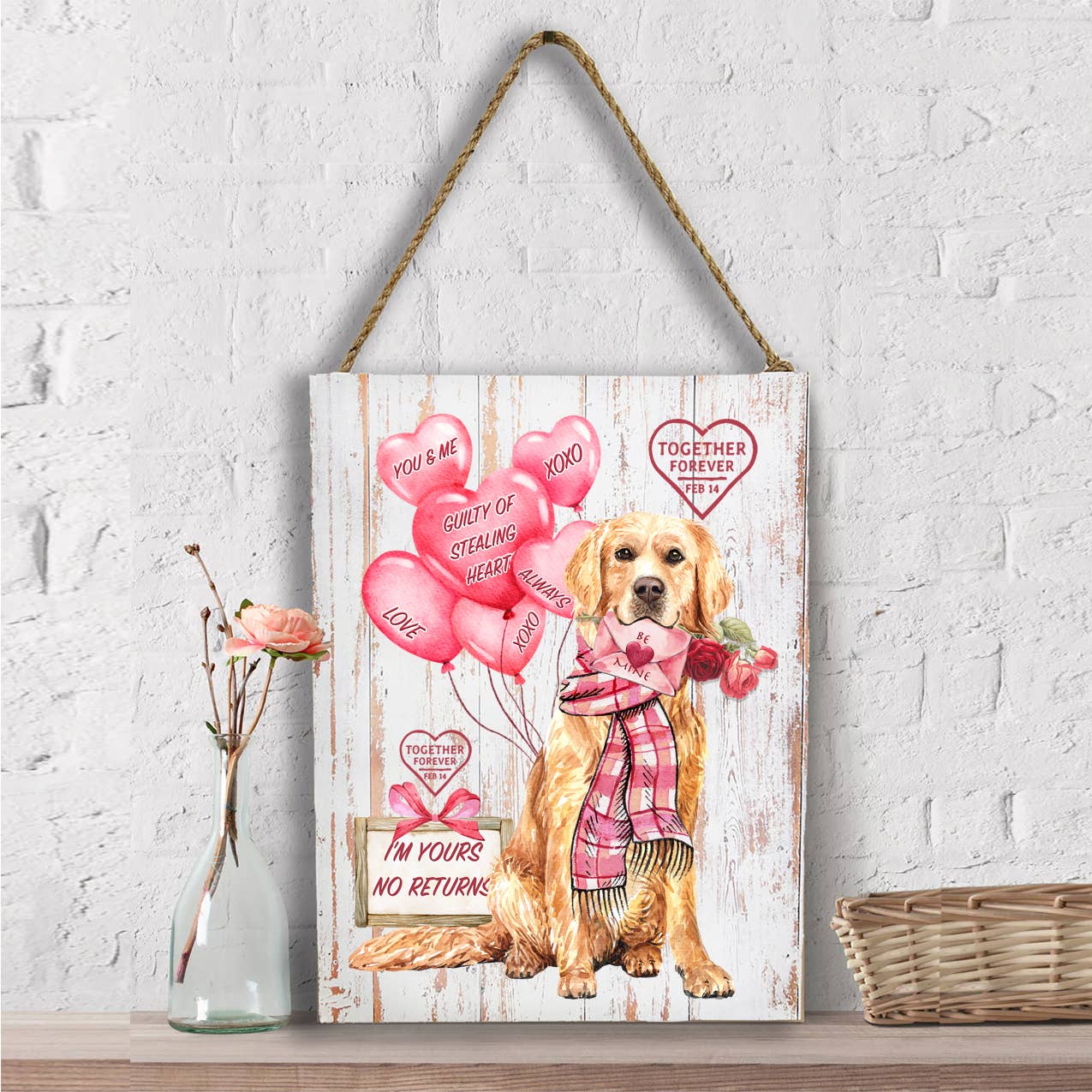 Valentine Dog Love Forever  Wall Decor